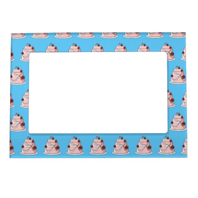 Wedding cake cartoon illustration  magnetic frame (Front)