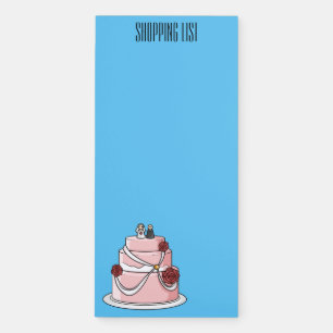 Wedding cake cartoon illustration magnetic notepad