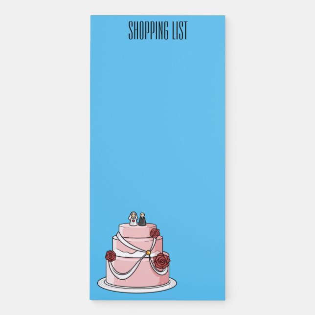 Wedding cake cartoon illustration  magnetic notepad (Front)