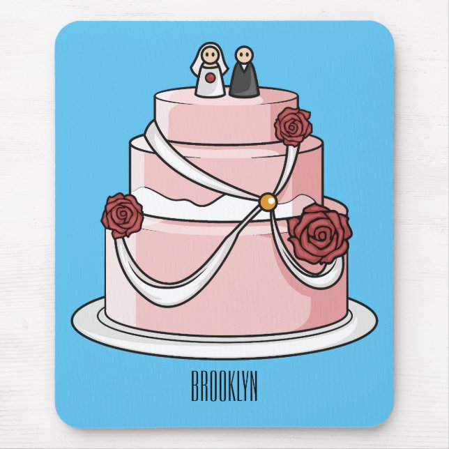 Wedding cake cartoon illustration  mouse pad (Front)