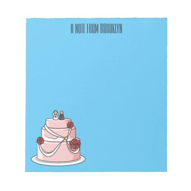 Wedding cake cartoon illustration  notepad (Front)
