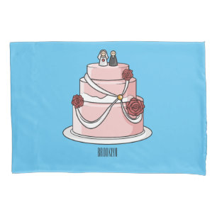 Wedding cake cartoon illustration pillow case