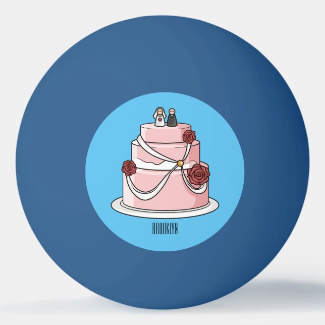 Wedding cake cartoon illustration  ping pong ball (Front)