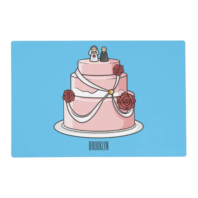Wedding cake cartoon illustration  placemat (Front)