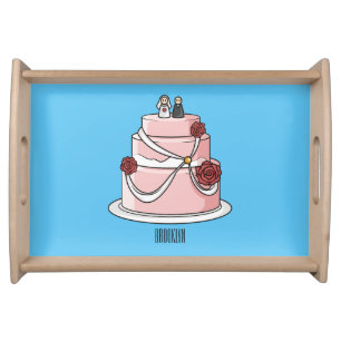 Wedding cake cartoon illustration serving tray