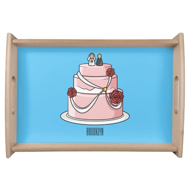 Wedding cake cartoon illustration  serving tray (Front)