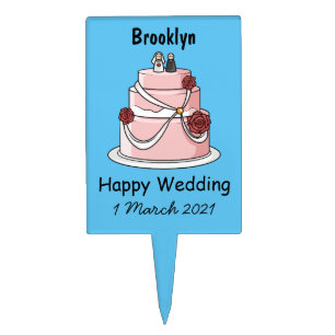 Wedding cake cartoon illustration topper