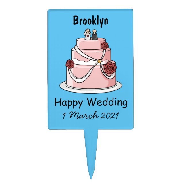 Wedding cake cartoon illustration topper (Front)