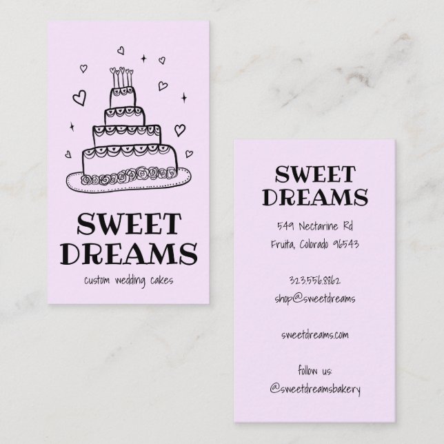 Wedding Cake Catering Bakery Custom Baker  Business Card (Front/Back)
