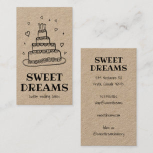 Wedding Cake Catering Bakery Custom Baker Kraft Business Card