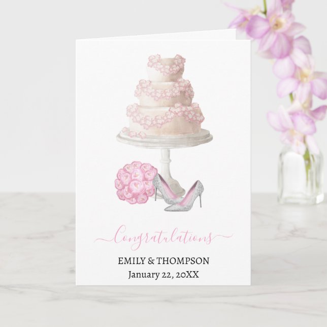 Wedding Cake Congratulations   Card (Orchid)