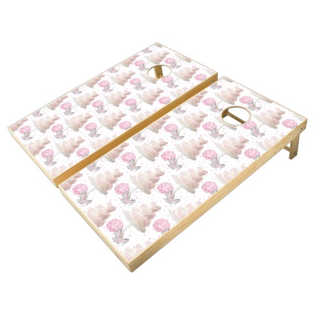 Wedding Cake Cornhole Set (Angled)
