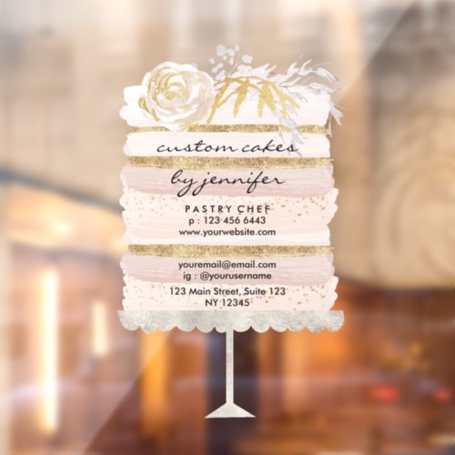 Wedding cake cutout gold glitter event planner window cling