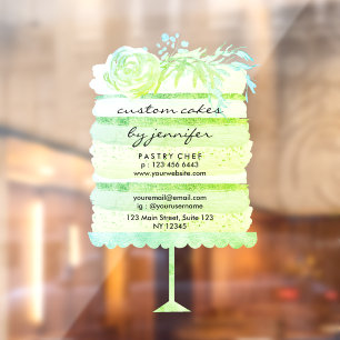 Wedding cake cutout green event planner window cling
