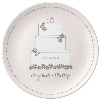 Wedding Cake Decorative Gift Plate - Pink by LizzieAnneDesigns at Zazzle