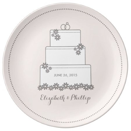 Wedding Cake Decorative Gift Plate - Pink