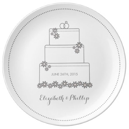 Wedding Cake Decorative Gift Plate - White