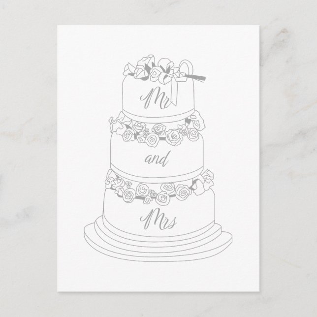 Wedding Cake Design Mr & Mrs Postcard (Front)