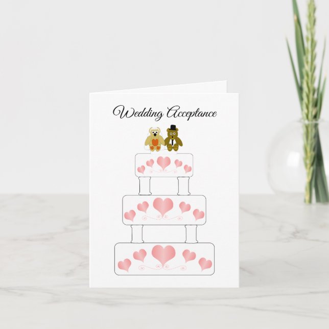 Wedding Cake Design Wedding Acceptance Letterpress Thank You Card (Front)