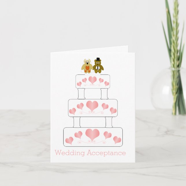 Wedding Cake Design Wedding Acceptance Letterpress Thank You Card (Front)