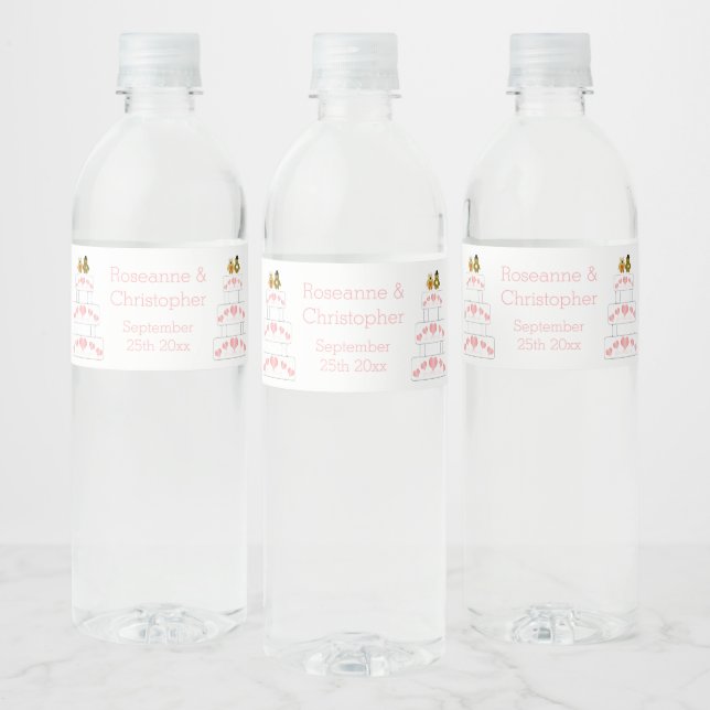 Wedding Cake Design Wedding Water Bottle Label (Bottles)