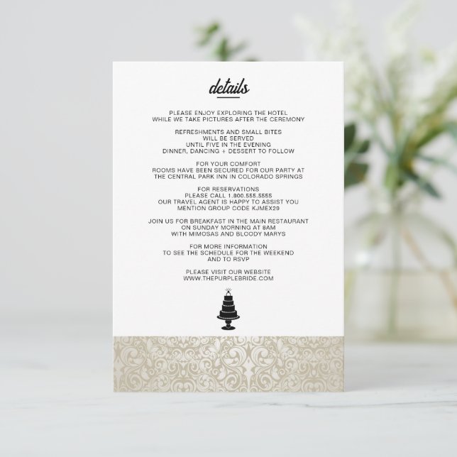 Wedding Cake Enclosure Card (Standing Front)