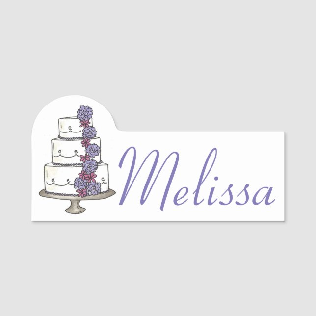 Wedding Cake Engagement Bridal Shower Bakery Name Tag (Front)