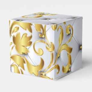 Wedding Cake Favor Box in Silver and Gold