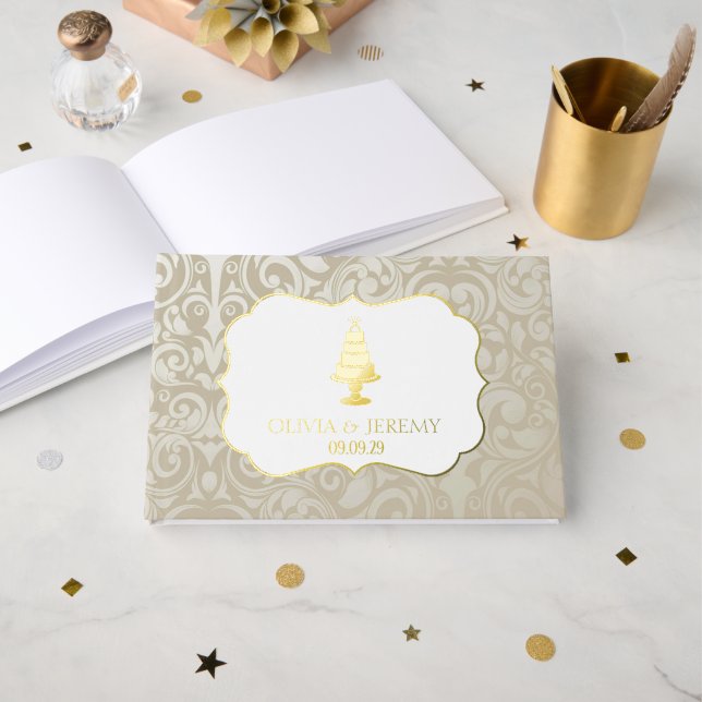 Wedding Cake Foil Guest Book (Front Open)