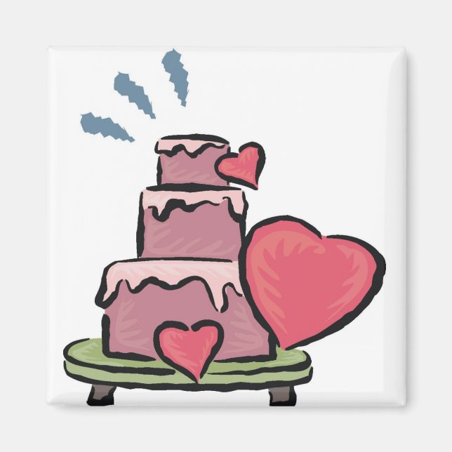 Wedding Cake Hearts Magnet (Front)