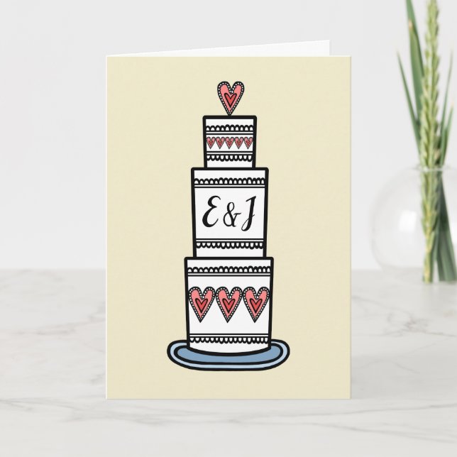 Wedding Cake Illustration Wedding Card (Front)