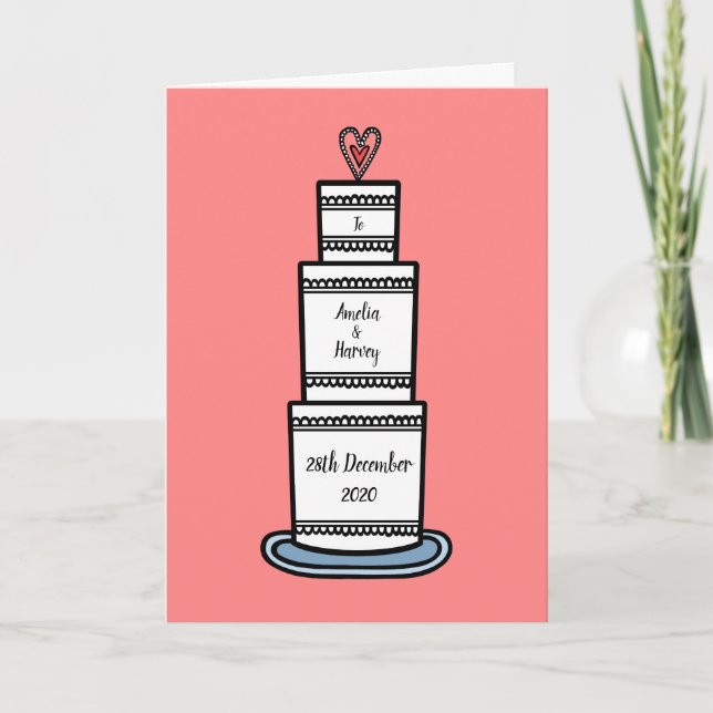 Wedding Cake Illustration Wedding Card (Front)