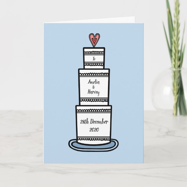 Wedding Cake Illustration Wedding Card (Front)