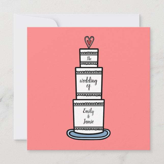 Wedding Cake Illustration Wedding Invitation (Front)