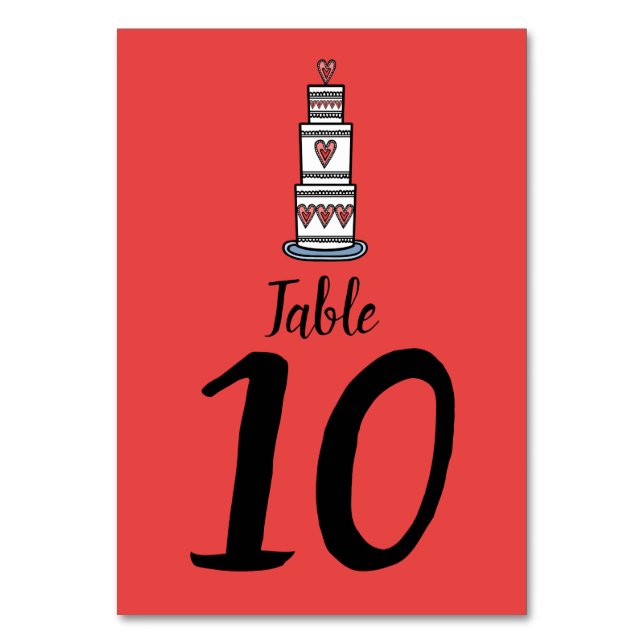 Wedding Cake Illustration Wedding Table Number (Front)