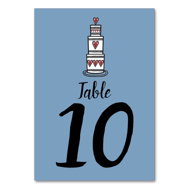 Wedding Cake Illustration Wedding Table Number (Front)