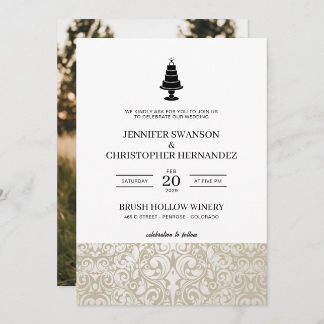 Wedding Cake Invitation (Front/Back)