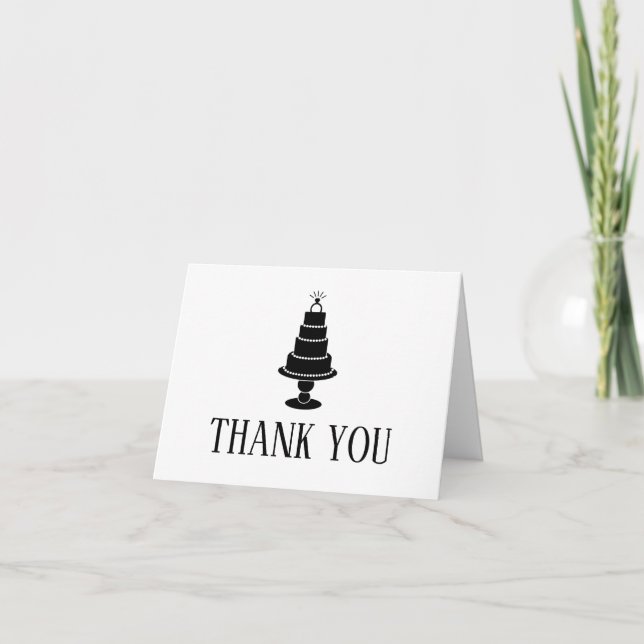 Wedding Cake Letterpress Thank You Card (Front)