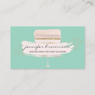Wedding Cake Logo Occasion Party Sweets green Business Card