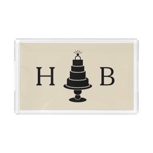 Wedding Cake Monogram Acrylic Tray (Front)