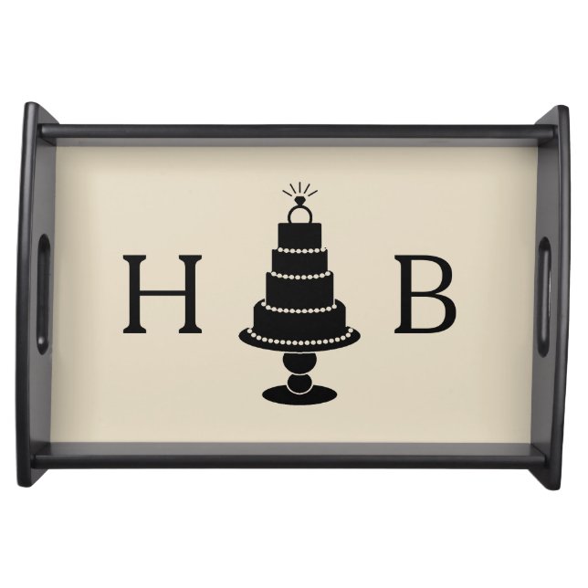Wedding Cake Monogram Serving Tray (Front)