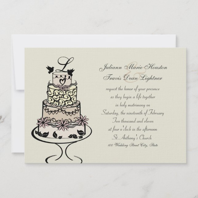 Wedding Cake Monogram / Wedding Invitation (Front)