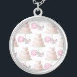 Wedding Cake Necklace<br><div class="desc">Beautiful pink flowers and a big cake are perfect for weddings and it gives a delicate and perfect vibe to decor,  gifts,  apparel,  and household items. Check out my store for more pattern items and gift ideas,  or combine items to create an interesting gift package!</div>
