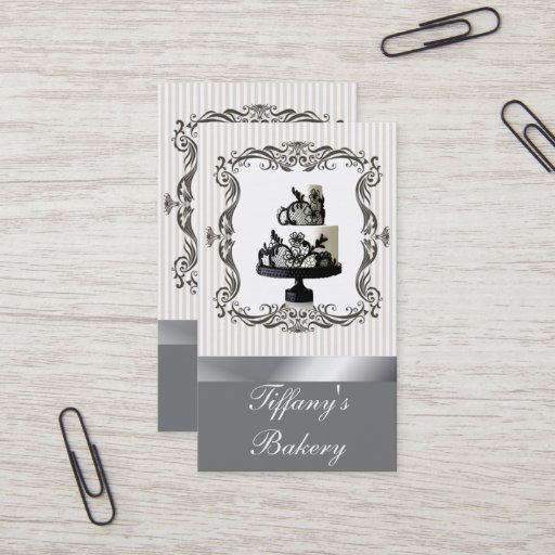 Customizable Posh Boutique Bakery Wedding Cake Business Cards