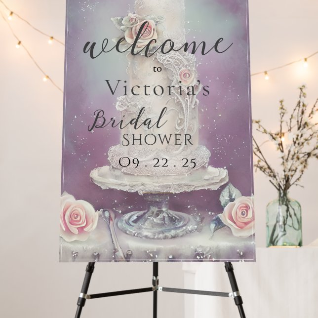 Wedding Cake Photo Welcome Bridal Shower Foam Board (In Situ (Stand))
