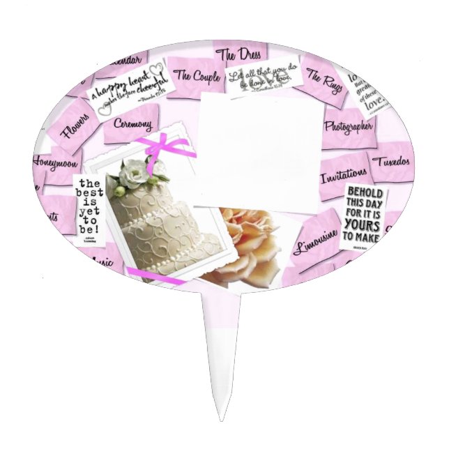 Wedding Cake Pick and Table Seating Pink & White (Front)