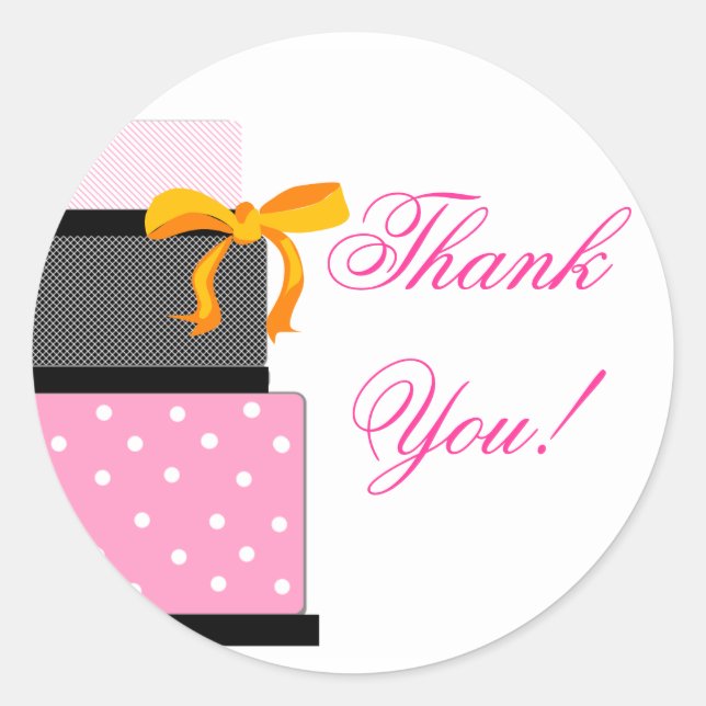 Wedding Cake Pink and Black Classic Round Sticker (Front)