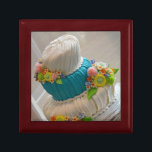 Wedding cake print gift box<br><div class="desc">Beautiful ceramic tile gift box with colorful wedding cake print.</div>