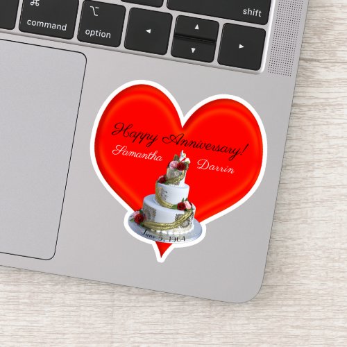 Wedding Cake Red Heart Special Occasion Sticker