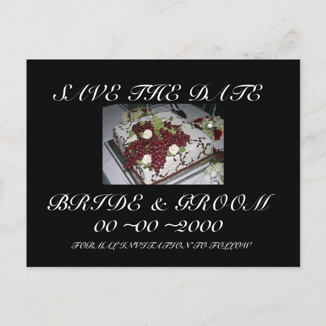 Wedding Cake Save the Date Announcement Postcard (Front)